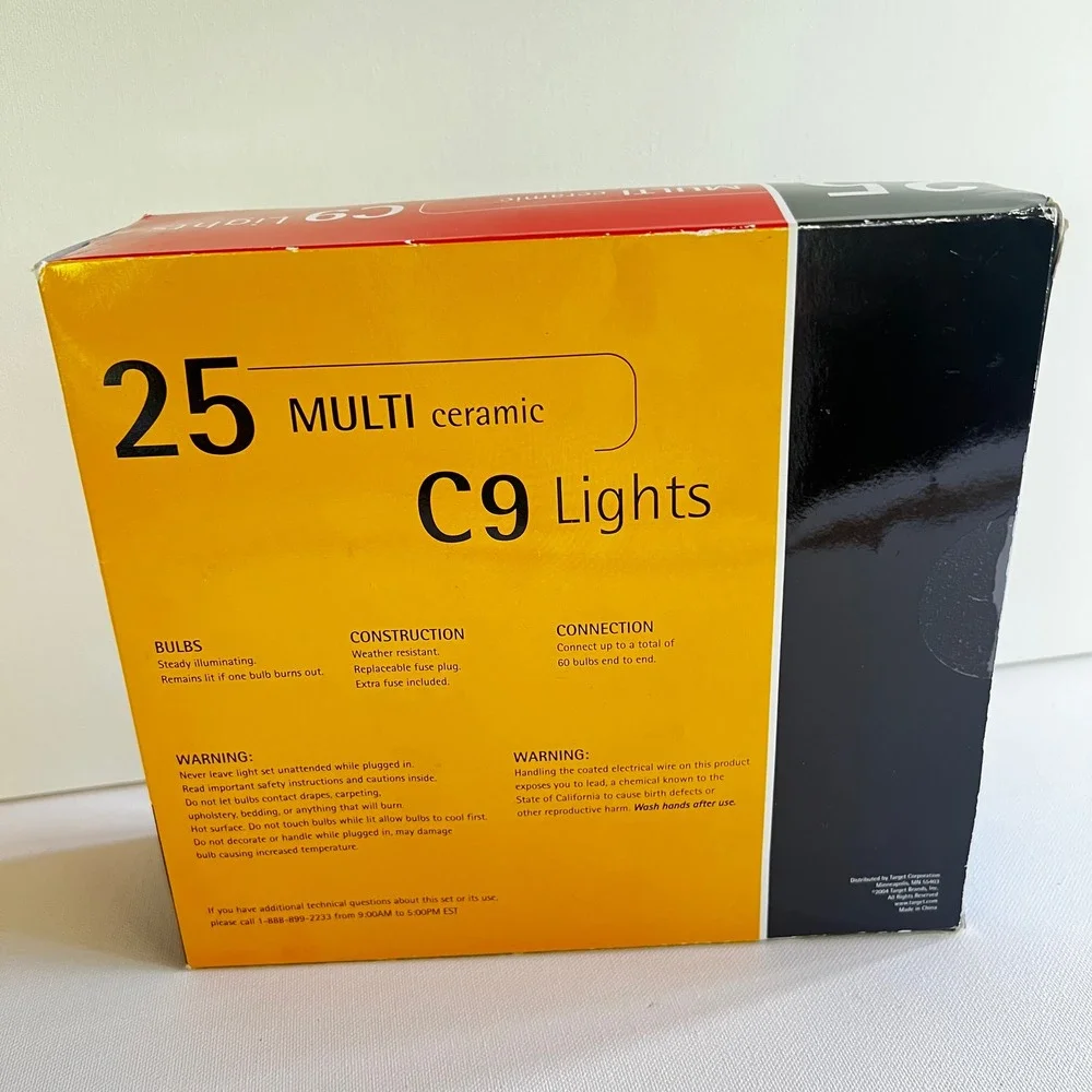 Target 25 Multi Ceramic C9 Lights Christmas Indoor Outdoor 24 ft Green Wire
